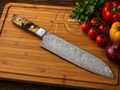 14" Handmade Damascus Kitchen Chef Knife – Honey Sheep Horn Handle