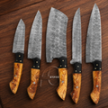Handmade Master Chef's 5-Piece Damascus Kitchen Knife Set