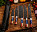 5 Pcs Hand Forged Texas Kitchen Chef Knife Set – Leather Roll Case