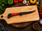 Handmade Boning & Fillet Knife Black Powder Coated Blade - Leather Sheath