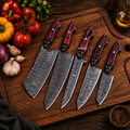 5 Pcs Cool Hand Forged Damascus Kitchen Chef Knife Set