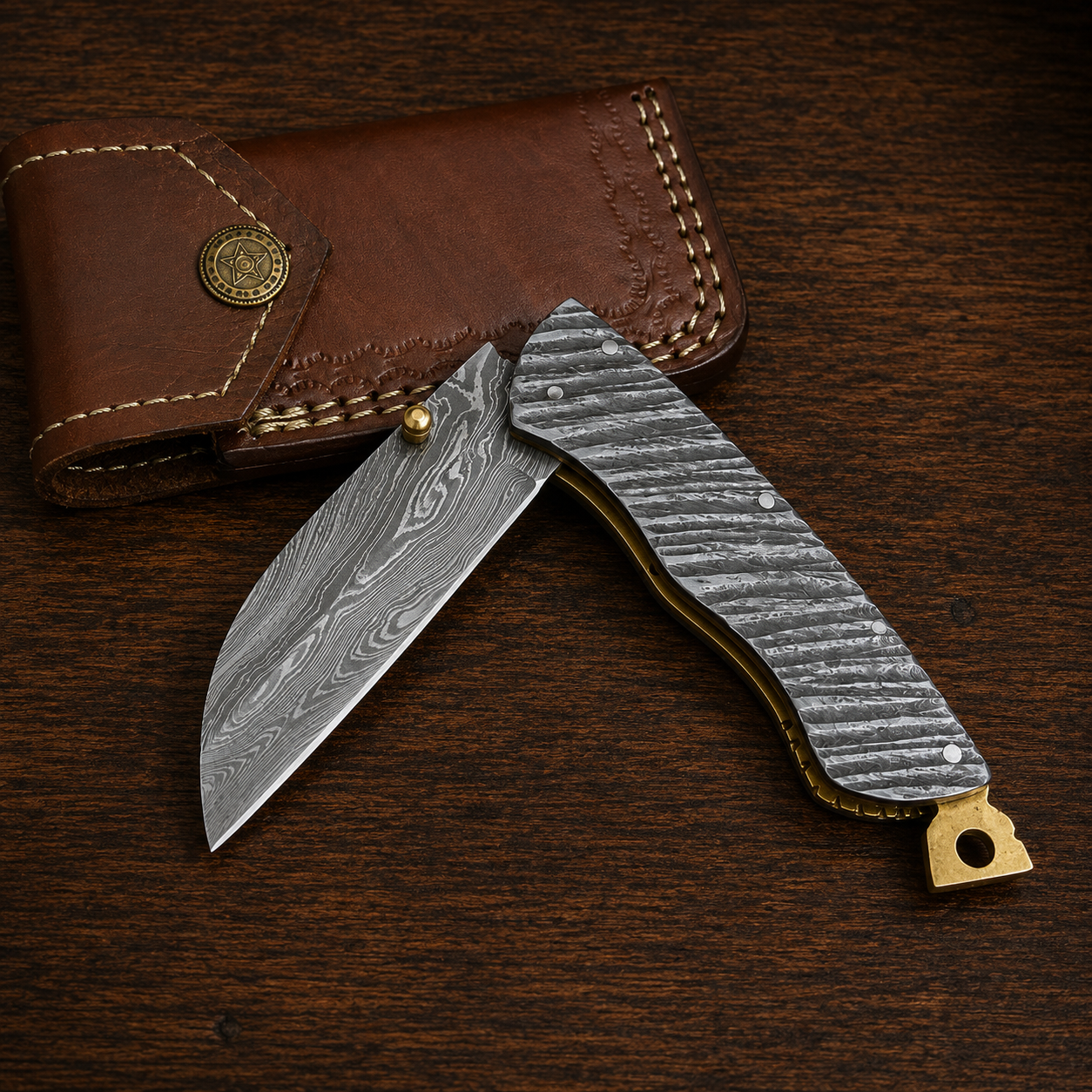 Set of 3 Pcs Handmade Full Damascus Pocket Knife