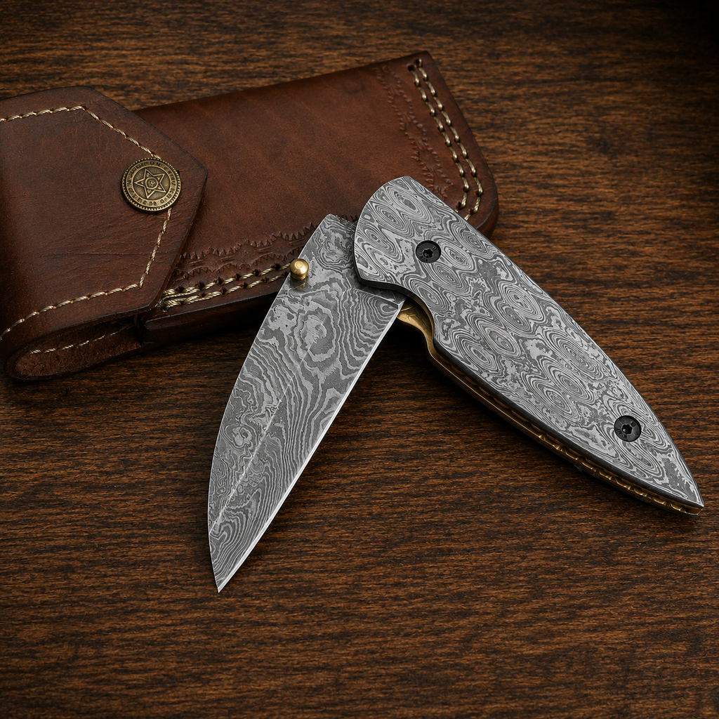 Set of 3 Pcs Handmade Full Damascus Pocket Knife