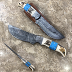 hunting knife damascus blade handcrafted by agcutlery 