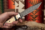 Custom Made Damascus Hand Forged Hunting Saxy Point Blade Knife With Sheath