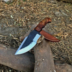 Hand-Forged Survival Tracker Knife 1095 Steel Blade with Rosewood Handle Sheath