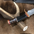 D2 Tool Steel Hunting Bowie Knife Handmade Wood & Horn Handle Full Tang Fixed Blade