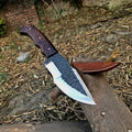 Hand-Forged Survival Tracker Knife 1095 Steel Blade with Rosewood Handle Sheath