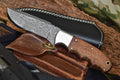 Damascus Steel Hunting Skinning Handmade Knife Rosewood Handle With Sheath