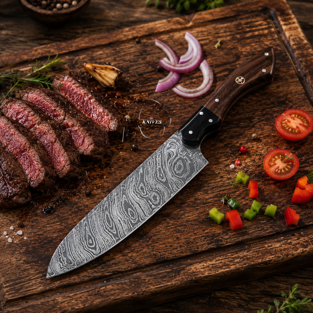 12" Long Full Tang Handmade Damascus Kitchen Chef Knife