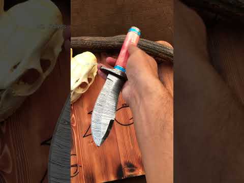 Custom Made Damascus Fixed Blade Handcrafted Hunting Knife With Sheath