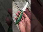 Handcrafted Belt Knife File Steel Blade Green Pinecone Handle 8" Holster Leather Sheath