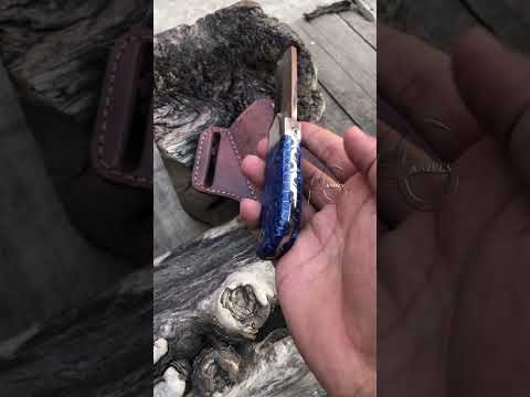 Cowboy Bull Cutter Western Belt Knife Farrier File Steel Blue Honeycomb Handle 7" Handcrafted Leather Sheath