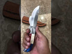 File Steel EDC Cowboy Texas Pair Knife Gut Hook Hand Forged- Leather Sheath