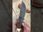 Custom Hunting Knife Fixed Blade 9" Handmade Damascus Skinning With Leather Sheath