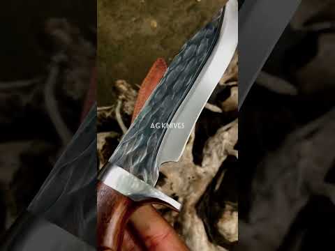 Hand Forged Custom Made Hunting Knife With Leather Sheath