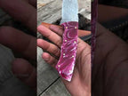 Handmade Hunting Skinning Knife Damascus Blade Pink White Resin Handle 9" Leather Sheath