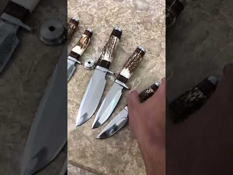 New Handmade J2 Steel 3 Pcs Skinning Hunting Knives With Leather Sheath