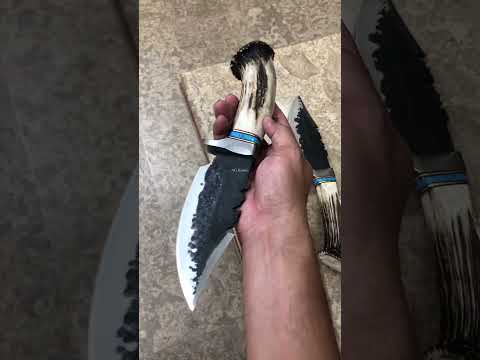 Beast Blade / Hand Forged 1095 Steel Stag Crown Knife With Leather Cover