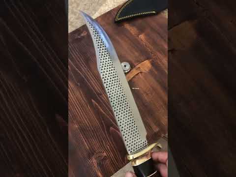 American Fixed Blade Knife Custom Hand Forged Rasp File Steel - Leather Sheath