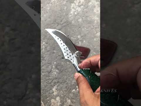 Western Hunting Skinning Belt Knife Farrier File Steel Green Honeycomb Handle 8" Custom Leather Sheath