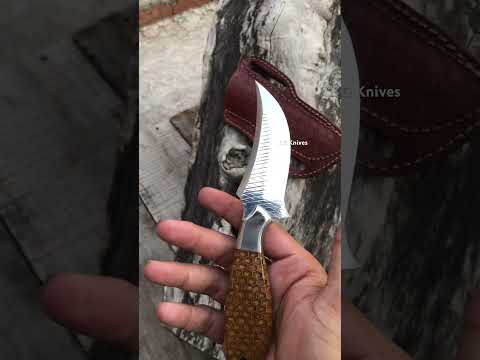 Western Belt Knife Rasp File Steel Honey Amber Honeycomb Handle 8" - Leather Sheath
