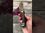 Real Feather Pattern Hand Forged Damascus Stag Horn Hunting Knife With Cover