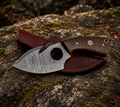 Hand Forged Damascus Gut Hook Skinning Knife 6.5" Blade with G10 Handle & Leather Sheath