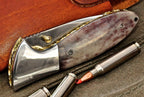 7" Handmade 1095 Steel Folding Pocket Knife Liner Lock With Cover