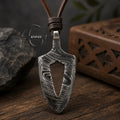 handcrafted damascus vanguard spear pendant with leather cord 